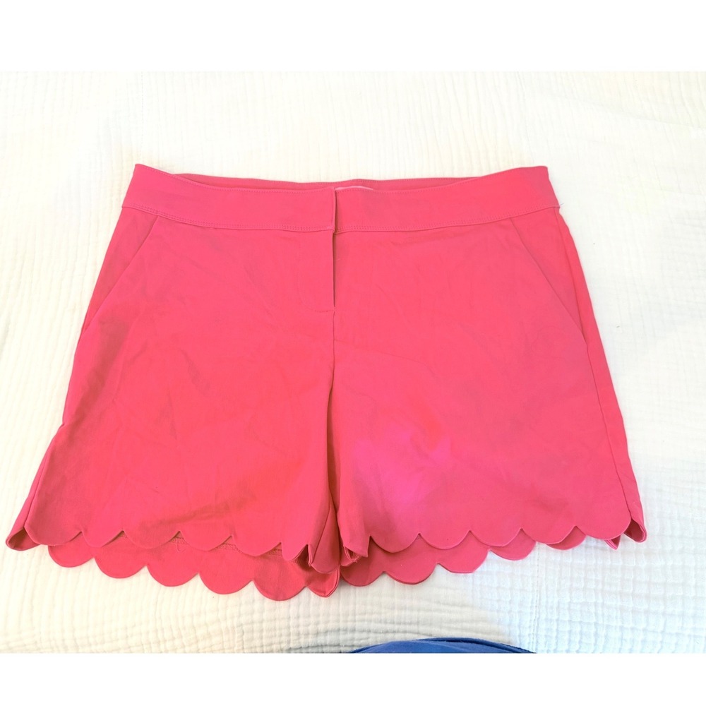 Isaac Mizrahi New York Pink Scalloped Hem Shorts 14 Mid Rise Summer Preppy